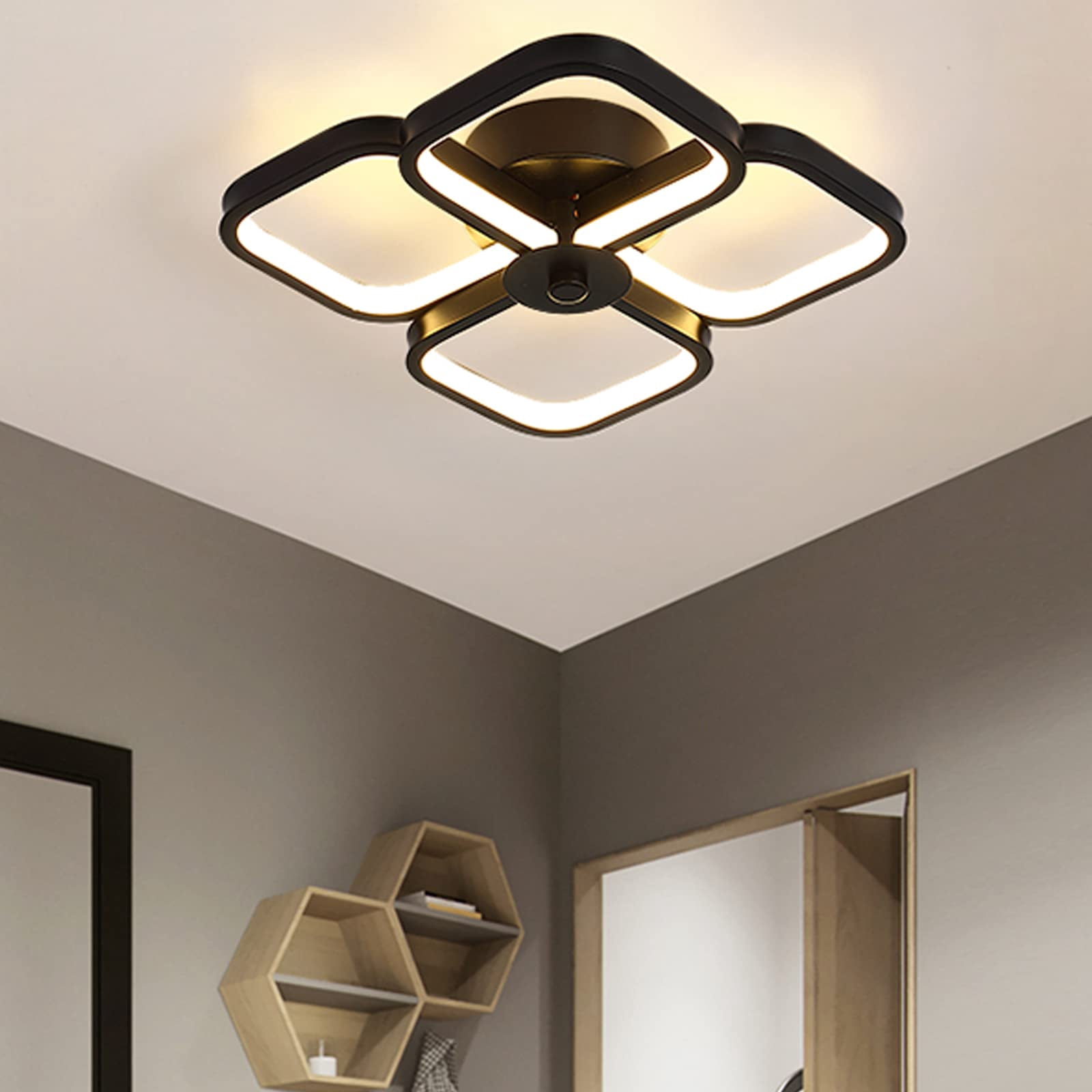 ADISUN Square LED Ceiling Light Black Flush Mount Nordic Style Ceiling ...