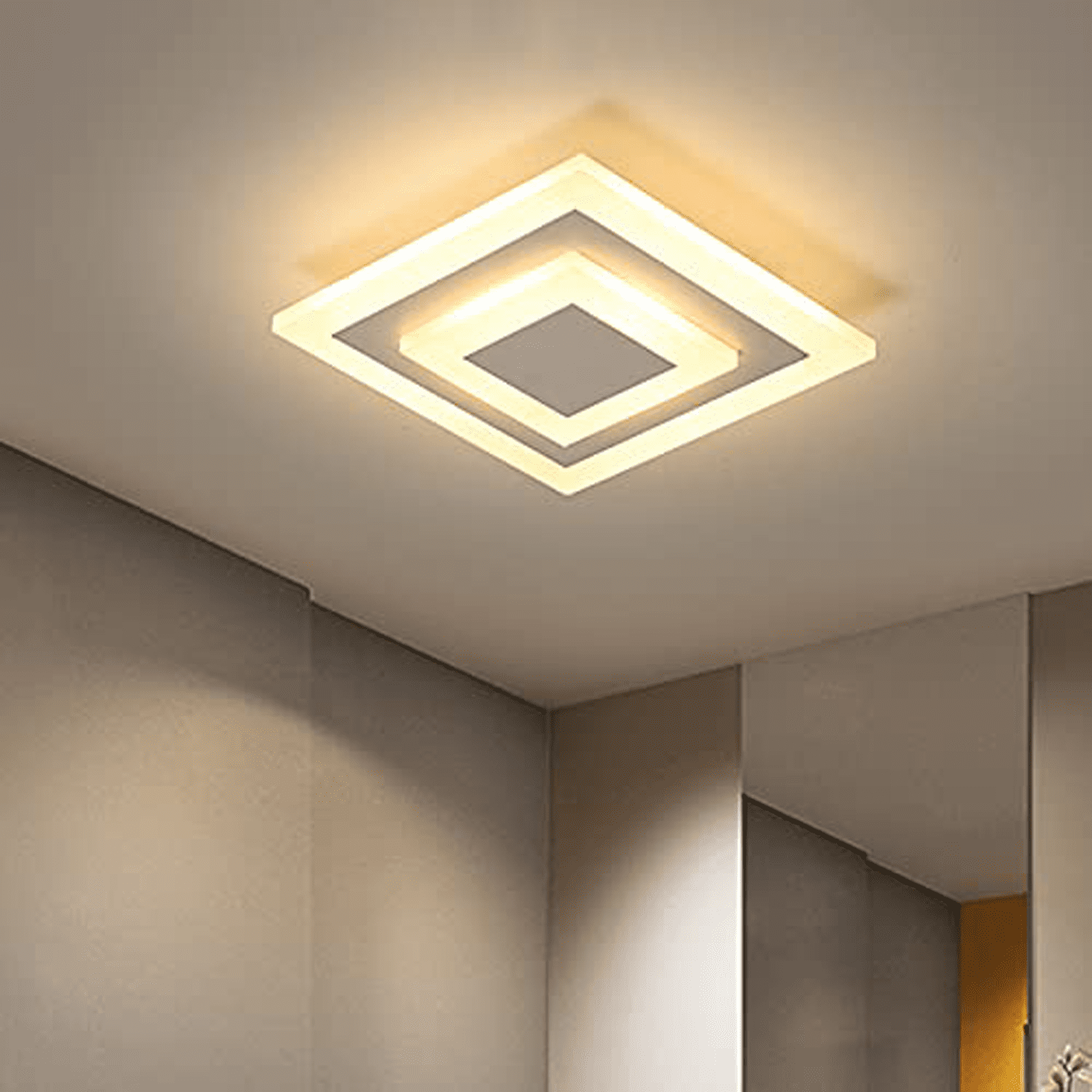 ADISUN Square LED Ceiling Lighting Modern Acrylic Flush Mounted Light Fixture Ceiling Lamp Warm Light for Bedroom Living Room Hotel Corridor, White