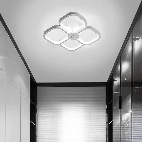 ADISUN White Modern Led Ceiling Light Fixtures, Square Design Creative LED Ceiling Lamp Lighting Fixtures for Bedroom Kitchen Office Corridor Aisle (Cool White,6000K)