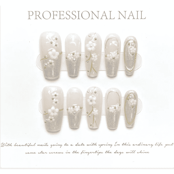 ADITYSHOP - Handmade Spring Collection - Ethereal Sakura Press-On Nails Medium, Kit included