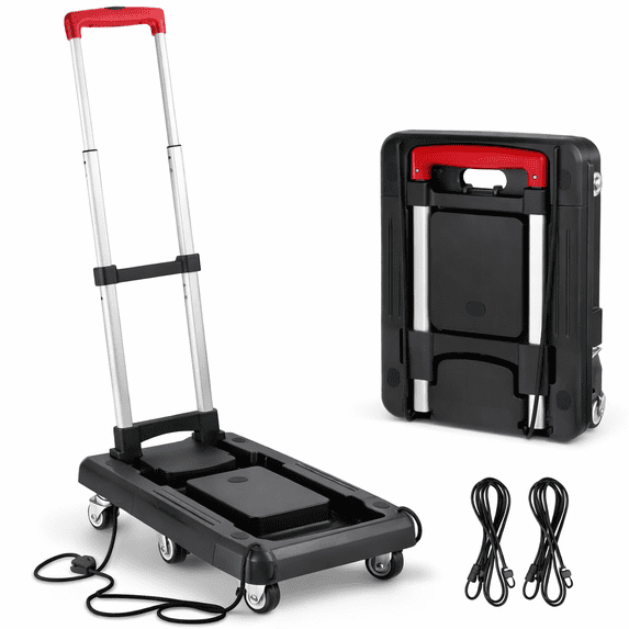Folding Hand Truck with Telescoping Handle, 300 lb Capacity Adjustable Dolly, Heavy-Duty Portable Utility Cart for Moving Boxes, Luggage and Equipment