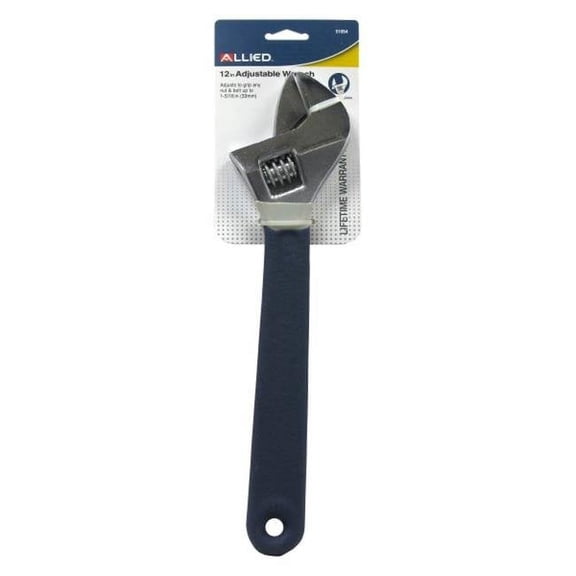 Allied International 51054 12 in. Adjustable Wrench, Chrome & Black