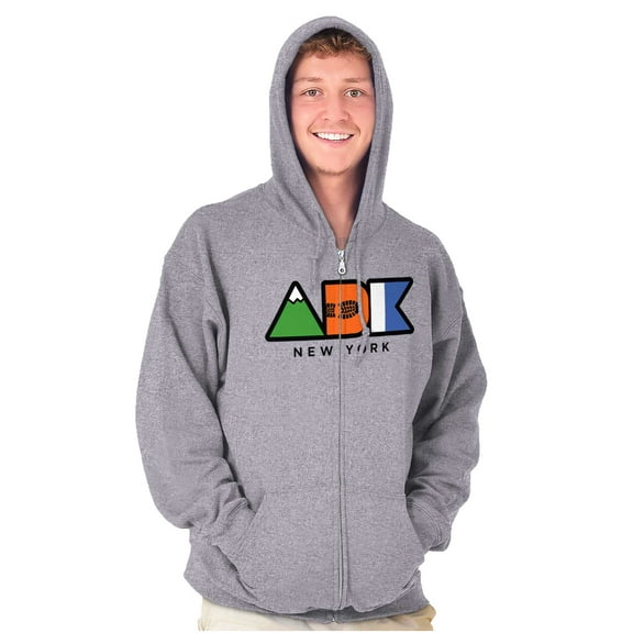 ADK Adirondack New York Hiking Unisex Fleece Graphic Zip Up Hoodie Brisco Brands 5X
