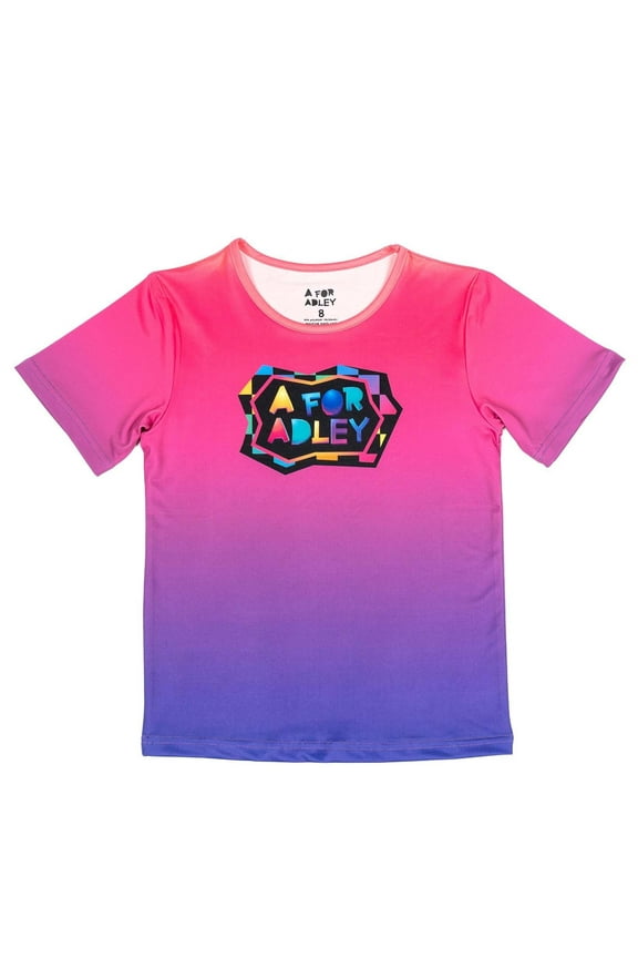 Official Merch Presents a Custom Design Neon Checkered Logo Tee, a Soft Must Have Tee for Her Fans (US, Numeric, 4, Regular, Pink and Purple Gradient)
