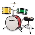 thumbnail image 1 of ADM 3-Piece Junior Drum Set for Kids Beginners, Kids Drum Kit with Full set of silent mats, Adjustable Throne, Cymbal, Pedal & Drumsticks - Red, Yellow, Green, 1 of 7