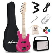 ADM 30 Inch Kids Electric Guitar Beginner Kit, Junior 1/4 Size Mini Electric Guitar for Children with Amplifier-Rose