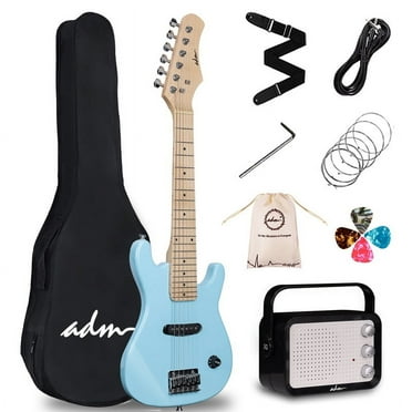ADM 30 inch Kids Electric Guitar Beginner Kit, Junior 1/4 Size Mini Electric Wood Guitar for Children with Amplifier-Blue