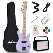 ADM 30 inch Kids Electric Guitar Beginner Kit, Junior 1/4 Size Mini Electric Wood Guitar for Children with Amplifier-purple