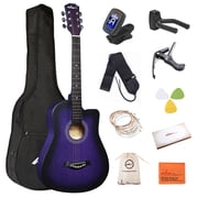 ADM 38 Acoustic Cutaway Guitar for Kids Beginner Kit with Free Lessons, Purple