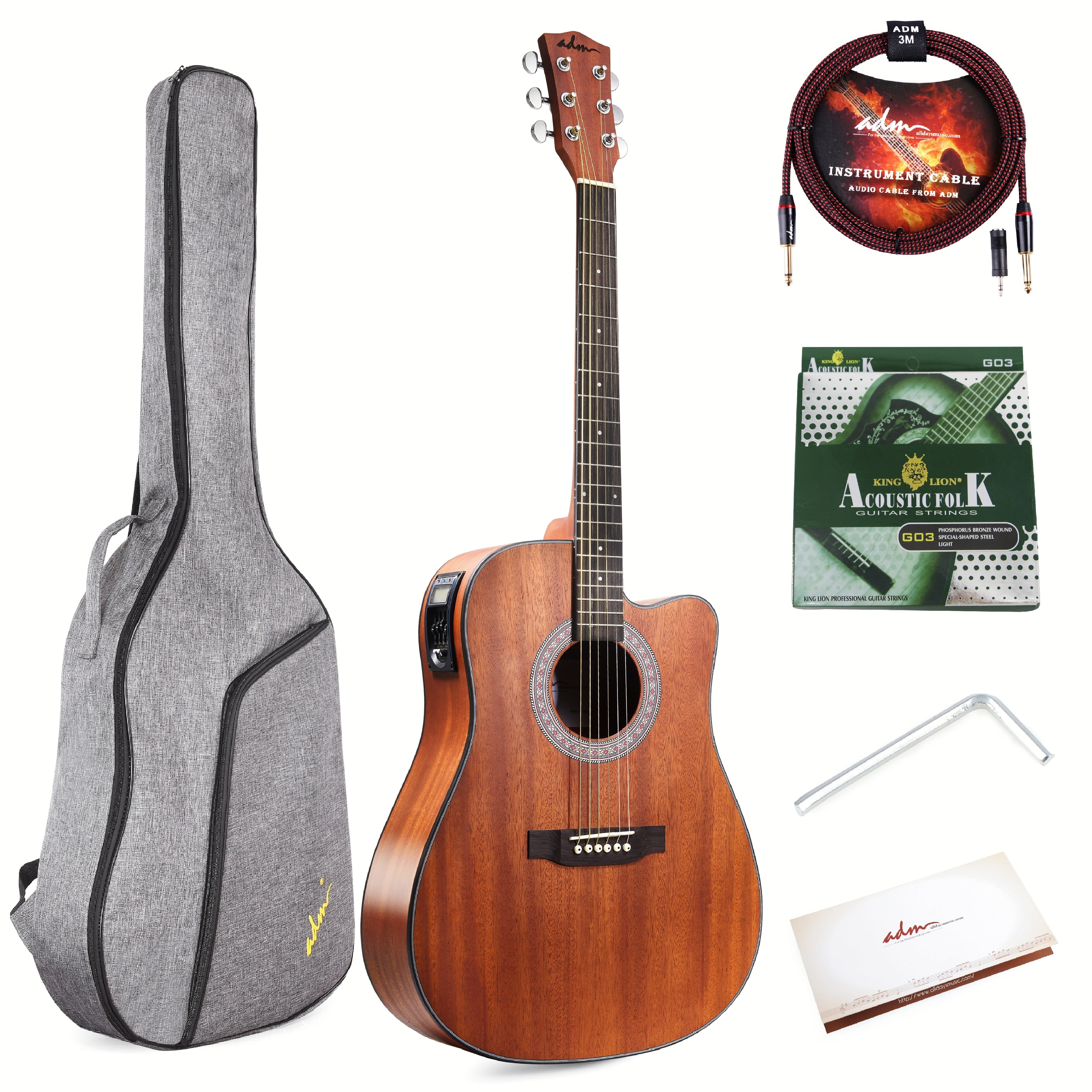 楽器アクセサリー　Ashthorpe　Dreadnought　Full-Size　Left-Handed　Bundle　Acoustic-Electric　Guitar　Sunburst　Premium　Tonewoods