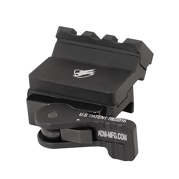 ADM 45 Degree Offset Mount with TACR Lever, 2" Rail, 6061 T6 Aluminum, QD Auto Lock Lever System, Hard Coat T3 Mil-Spec Anodized (AD-45-2R)