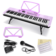 ADM 61 Key Portable Keyboard Piano, Electronic Piano Keyboard Set for Beginners, Purple