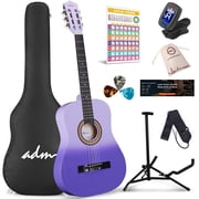 ADM Acoustic Guitar for Adults & Kids, 38" Travel Guitar Kit for Free Lessons Purple