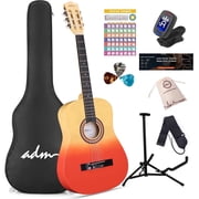 ADM Acoustic Guitar for Adults & Kids, 38" Travel Guitar Kit Sunburst