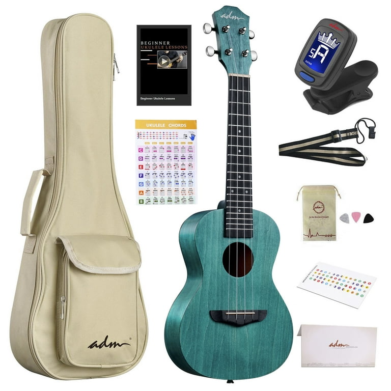 ADM Concert Ukulele Kit 23 inch Hawaiian Kids Ukulele Set for Beginner Adult Blue