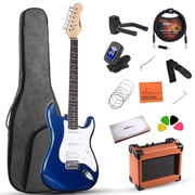 ADM Electric Guitar Solid-Wood Body 39 inch Beginner Kit with Amplifier, Strap, String, Tuner, Cable, Picks Blue