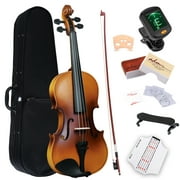 ADM Violin 1/4 Full Size, Adults Violin Beginner Set with Fingerboard Sticker, Shoulder Rest and Tuner