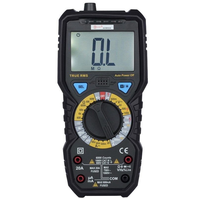 ADM08A 6000 Counts Digital Multimeter True RMS 1000V Voltage Resistance Capacitance Frequency Ratio Tester