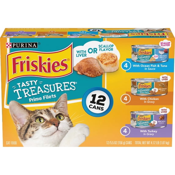 ADMC Purina Friskies Tasty Treasures Wet Cat Food - Pack of 12
