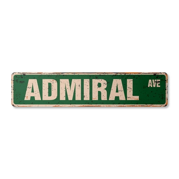 ADMIRAL Vintage Aluminum Street Sign US Navy USN boater boat rustic metal tin | Indoor/Outdoor |  18" Wide