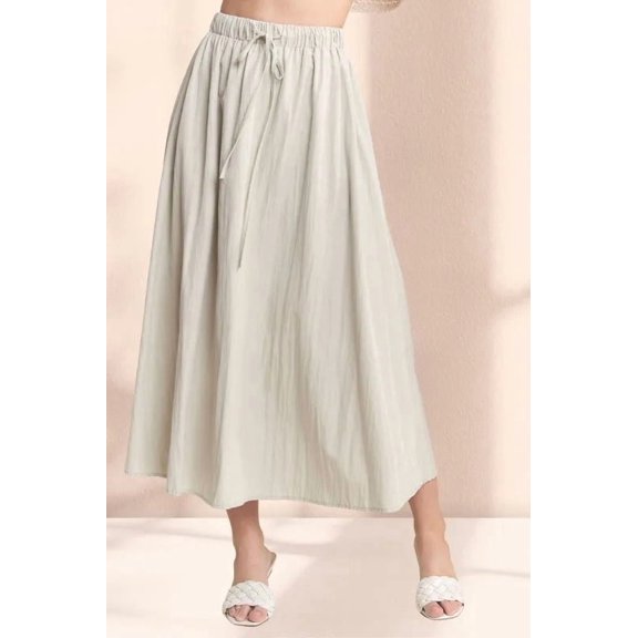 ADORA Drawstring Waist Crinkle Maxi Skirt