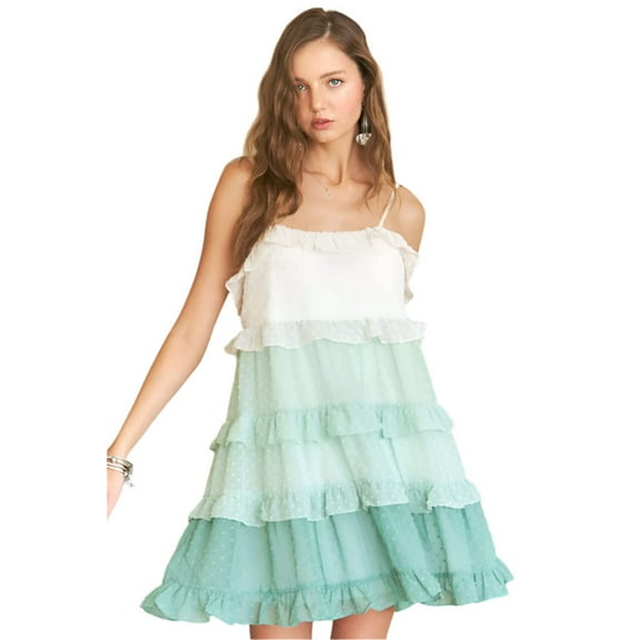 ADORA Swiss Dot Ruffled Tiered Mini Dress