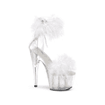 thumbnail image 1 of ADORE-724F, 7" Heel 2 3/4" Platform Marabou Fur Ankle Cuff Sandal Back Zip, 1 of 2