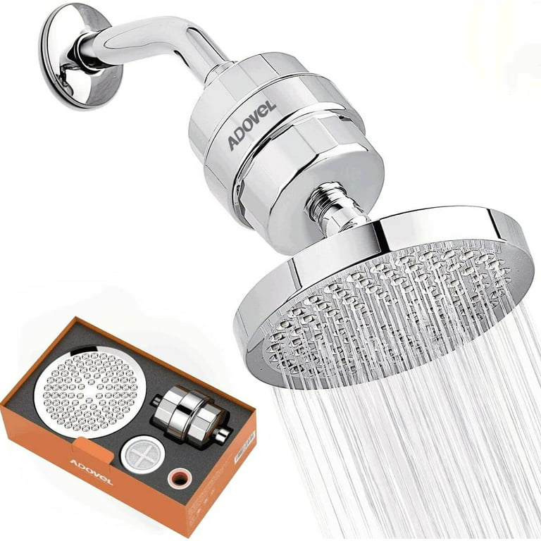 ADOVEL High Output Shower Head and Hard Water Filter for Bathroom, 15 Stage  Shower Filter Removes Chlorine & Harmful Substances