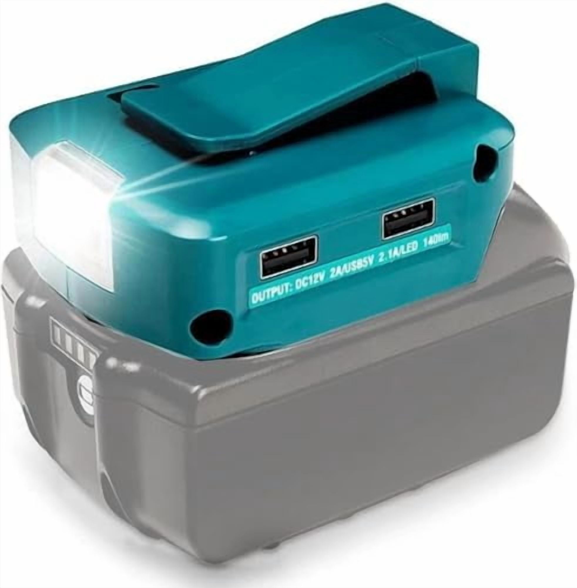 14-18V Dual USB Charger For Makita LXT Batteries – With 3-in-1 Cable & LED Light, Portable Power Source