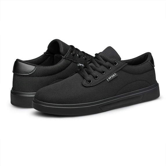 ADQ Men's Dress Shoes Fashion Casual Shoes Lace-up Canvas Sneakers All Black 12