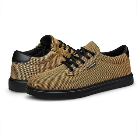 ADQ Men's Dress Shoes Fashion Casual Shoes Lace-up Canvas Sneakers khaki 8