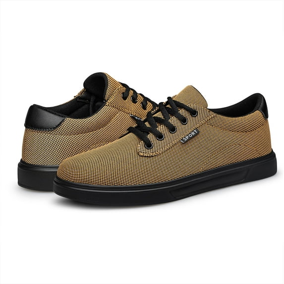 ADQ Men's Dress Shoes Fashion Casual Shoes Lace-up Canvas Sneakers khaki 9