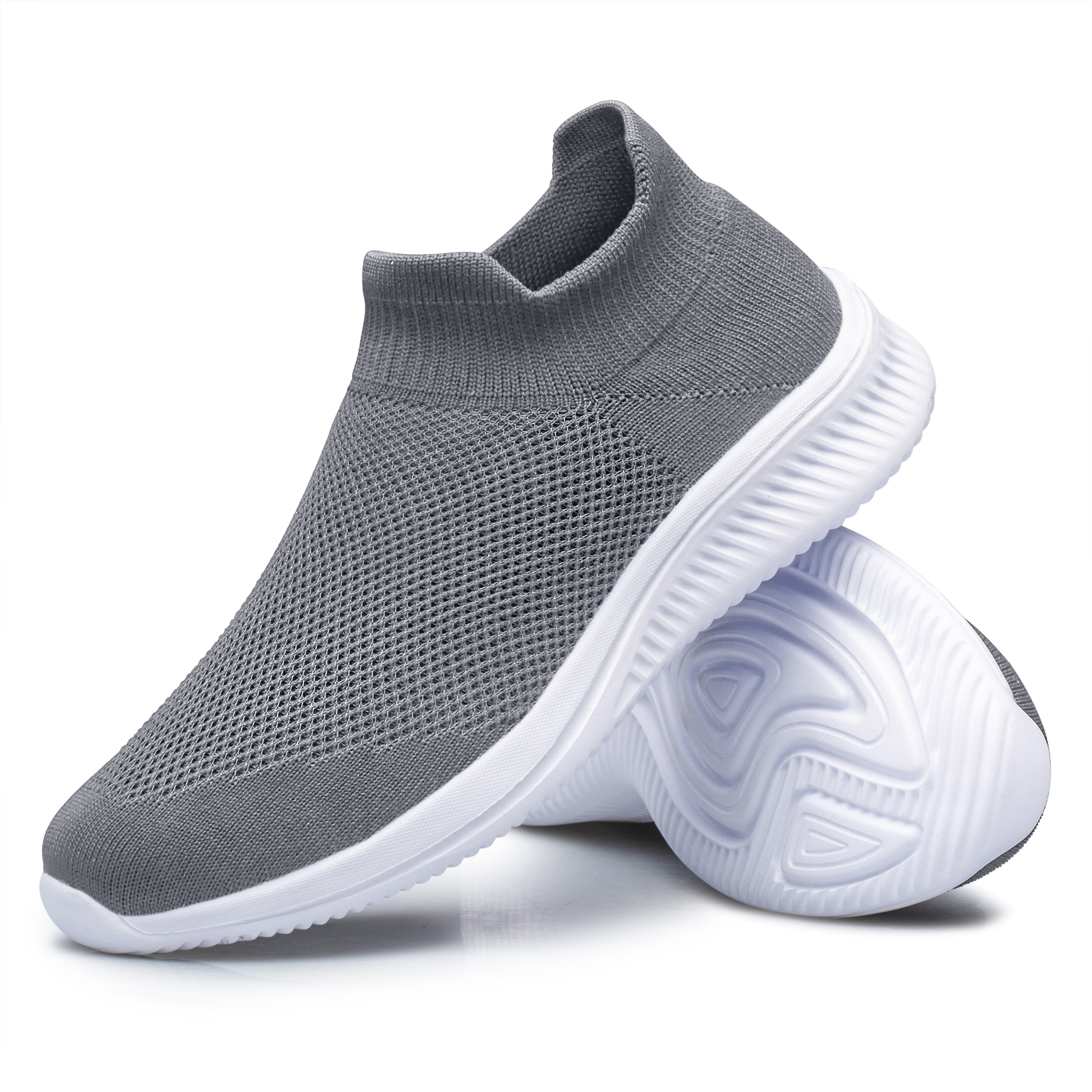 Women's Sneakers Lightweight Walking Shoes Breathable Slip-on Flats Dark Gray 7