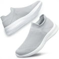 thumbnail image 1 of ADQ Women's Sneakers Lightweight Walking Shoes Breathable Slip-on Flats Light Gray 8, 1 of 7