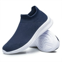 ADQ Women's Walking Shoes Lightweight Slip-on Flats Breathable Navy Blue 8