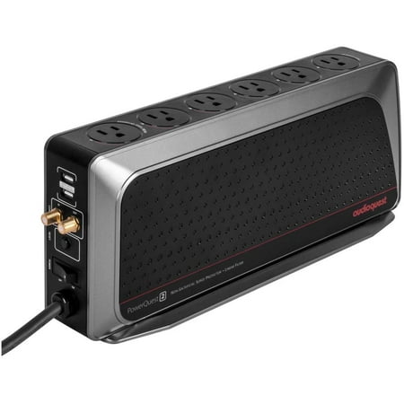 AudioQuest - PowerQuest 6 Outlet/2 USB Unlimited Joules Surge Protector - Black/Silver