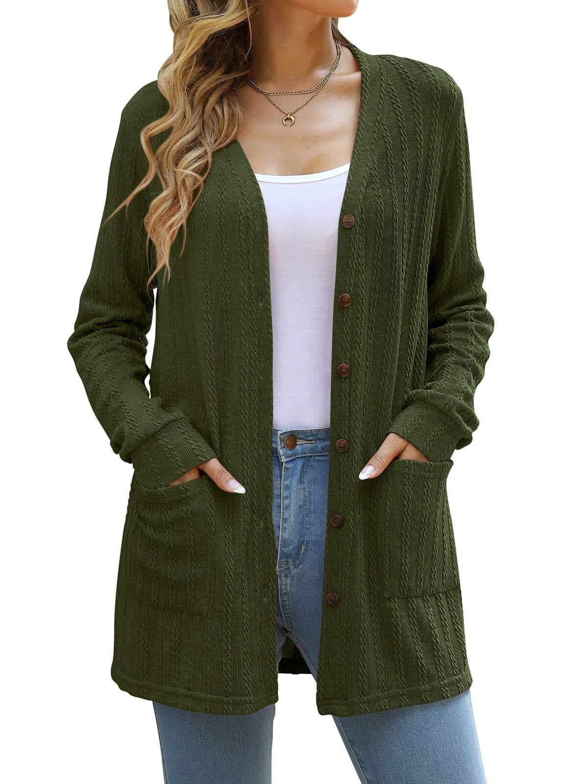 Casual Cardigan Featuring Collar And Side Pockets