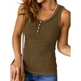 thumbnail image 1 of ADREAMLY Henley Ribbed Tank Tops for Women Button Down Sleeveless Top Summer Casual Basic Shirts, 1 of 6