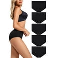 thumbnail image 1 of ADREAMLY High Cut Panties for Women Plus Size Full Coverage Briefs Breathable Cotton Underwear, 5 Pack, 1 of 7