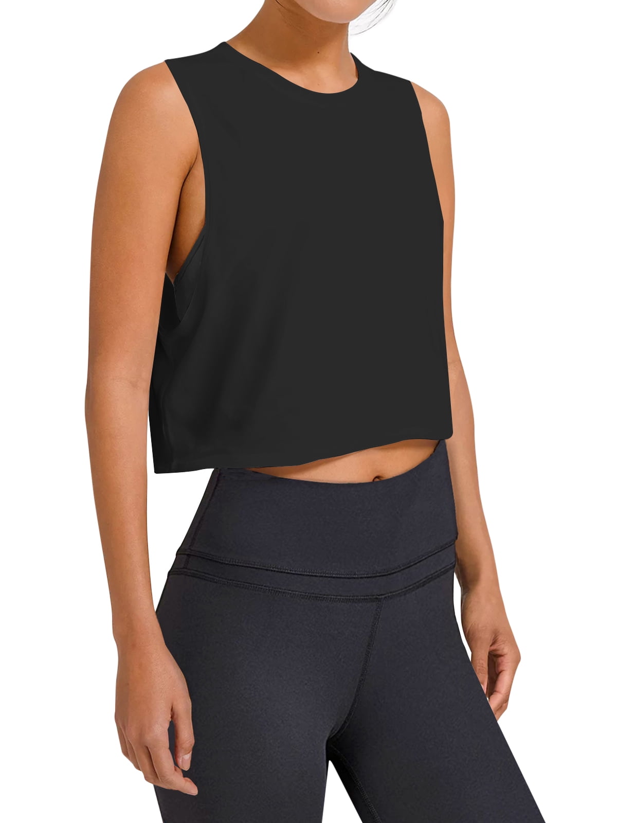 ADREAMLY Workout Tank Top Sleeveless Sports Shirt Loose Crop