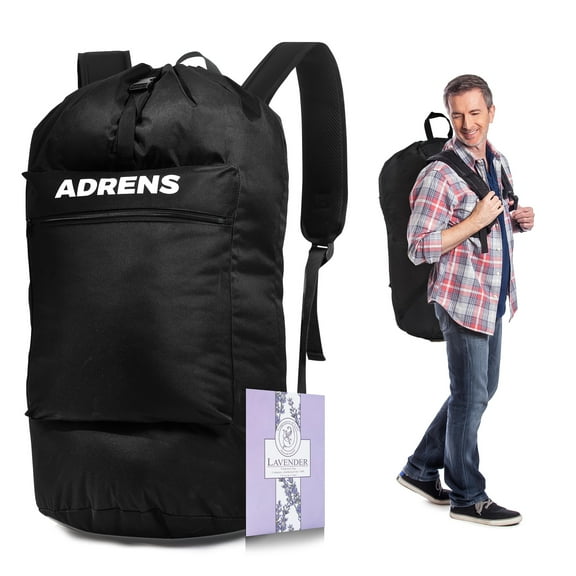 ADRENS Unisex 600D Polyester Backpack, Black