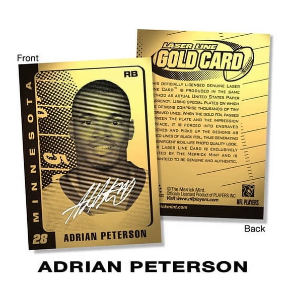 ADRIAN PETERSON 2007 Laser Line Gold Card ROOKIE Hologram Signature NM-MT