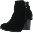 thumbnail image 1 of ADRIANA JUNIPER-55 Women's Chunky Heel Fringe Zipper Closure Ankle Booties, Black, 8.5, 1 of 4