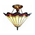 thumbnail image 1 of ADRIANA Tiffany-style 2 Light Baroque Semi-flush Ceiling Fixture 16" Shade, 1 of 2
