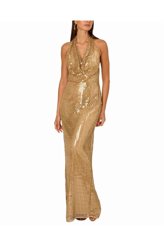 womens Embellished Maxi Dress, 0, Metallic