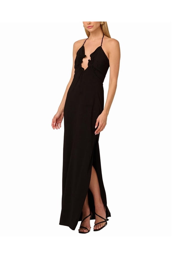 womens Solid Maxi Dress, 12, Black