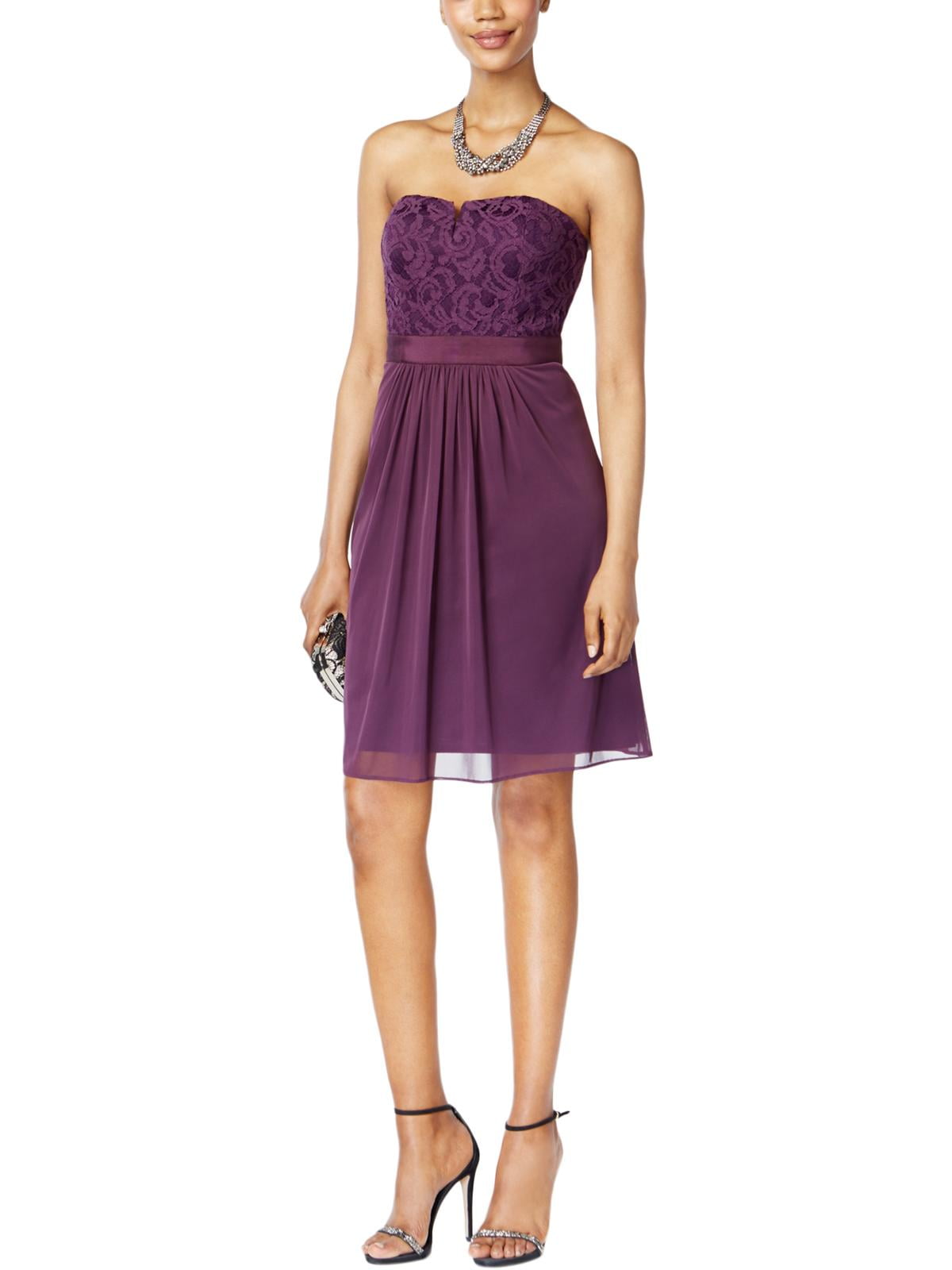 ADRIANNA PAPELL $159 Womens 1029 Purple Lace Tulle Strapless Party Dress 14  B+B - Walmart.com