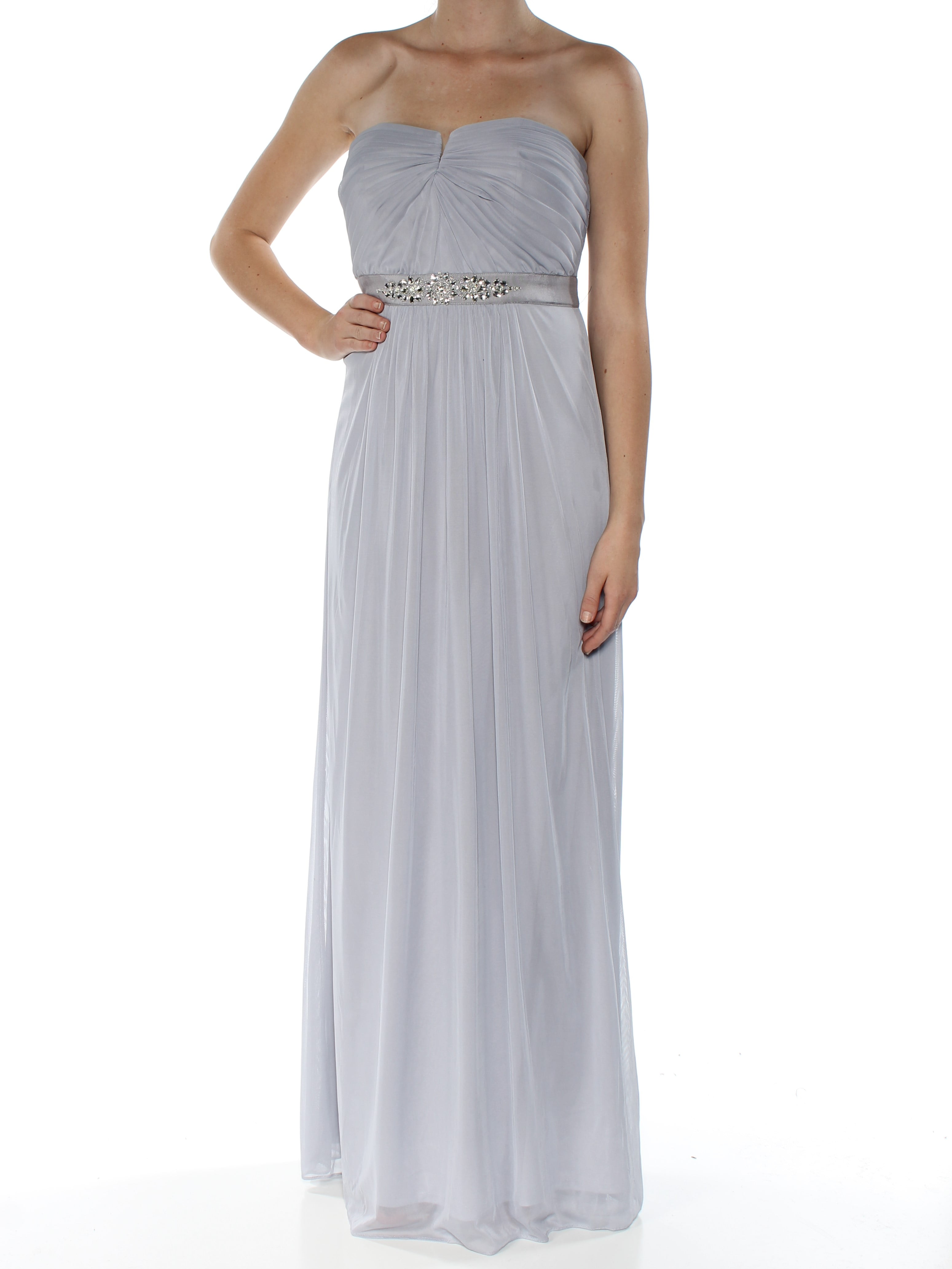ADRIANNA PAPELL $189 Womens New 1007 Gray Pleated Accordion Pleat Dress 8 B+B