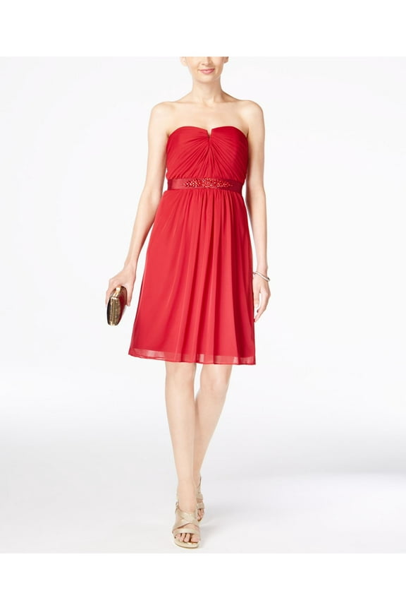 Womens Beige Sleeveless Above The Knee Evening Dress 6