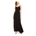 thumbnail image 1 of ADRIANNA PAPELL Womens Black Spaghetti Strap Cowl Neck Full-Length Evening Fit + Flare Dress 2, 1 of 5
